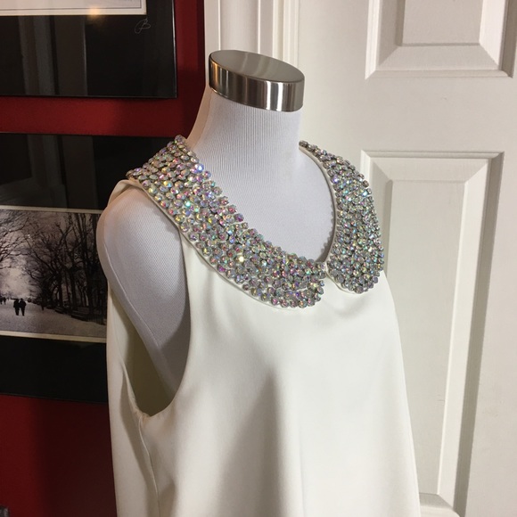 Julie Brown NYC Jeweled Top XL Cami Holiday party White - Picture 3 of 8